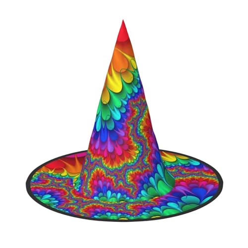 CKGODGF Regenbogen-Batik-roter Zauberer, Zauberer-Kostüm-Zubehör, Halloween-Vollhut, geeignet für Party-Rollenspiele, 1 Stück von CKGODGF