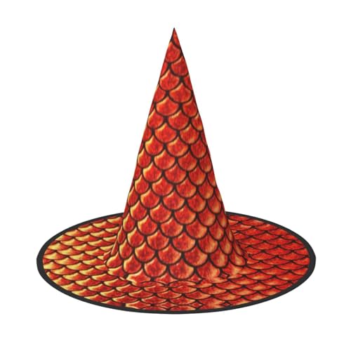 CKGODGF Roter Fischschuppen-Druck, Zauberer-Kostüm-Zubehör, Halloween-Vollhut, geeignet für Party-Rollenspiele, 1 Stück von CKGODGF