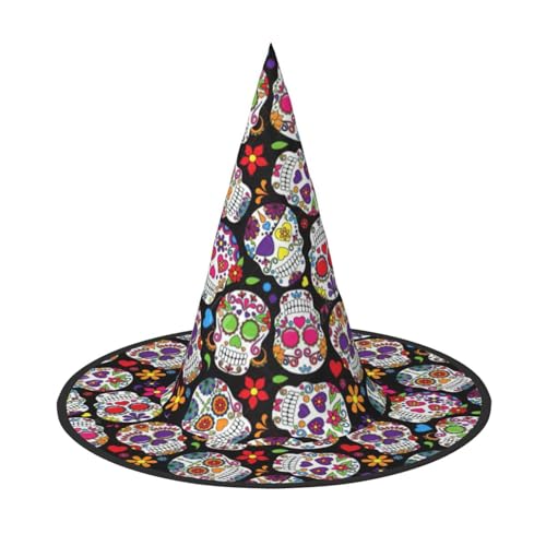 CKGODGF Totenkopf-Druck, Zauberer-Kostüm-Zubehör, Halloween-Vollhut, geeignet für Party-Rollenspiele, 1 Stück von CKGODGF