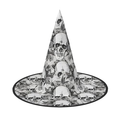 CKGODGF Totenkopf-Skelett-Druck, Zauberer-Kostüm-Zubehör, Halloween-Vollhut, geeignet für Party-Rollenspiele, 1 Stück von CKGODGF
