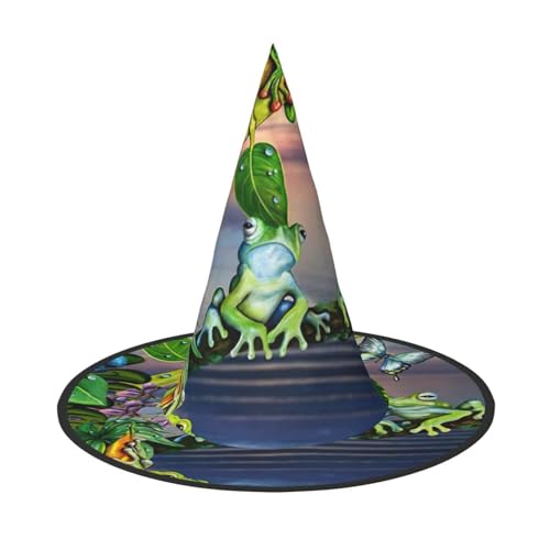 CKGODGF Viele Frösche singen auf den Zweigen, Sommer-Schmetterlinge, See, Wasserdruck, Zauberer-Kostüm-Zubehör, Halloween-Vollhut, geeignet für Party-Rollenspiele, 1 Stück CKGODGF Viele Frösche singen auf den Zweigen, Sommer-Schmetterlinge, See, Wasserdruck, Zauberer-Kostüm-Zubehör, Halloween-Vollhut, geeignet für Party-Rollenspiele, 1 Stück von CKGODGF