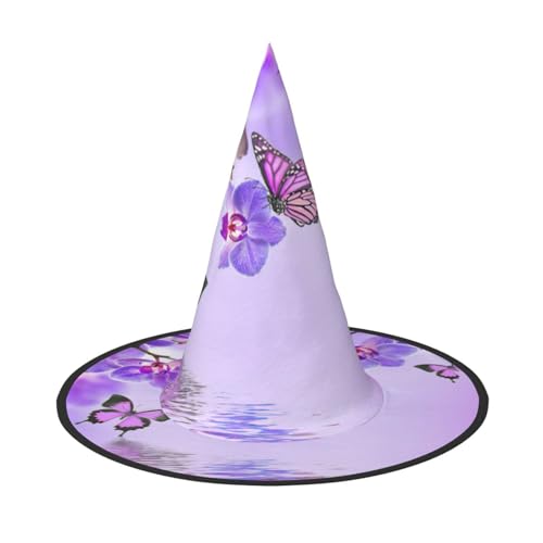 CKGODGF Violetter Schmetterlings-Druck, Zauberer-Kostüm-Zubehör, Halloween-Vollhut, geeignet für Party-Rollenspiele, 1 Stück von CKGODGF