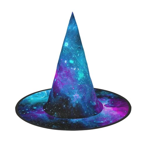 CKGODGF Violetter Sternenhimmel-Druck, Zauberer-Kostüm-Zubehör, Halloween-Vollhut, geeignet für Party-Rollenspiele, 1 Stück von CKGODGF