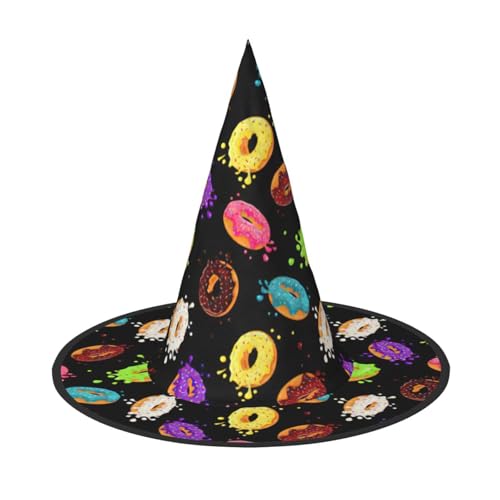 CKGODGF Zauberer mit Donut-Druck, Zauberer-Kostüm-Zubehör, Halloween-Vollhut, geeignet für Party-Rollenspiele, 1 Stück CKGODGF Zauberer mit Donut-Druck, Zauberer-Kostüm-Zubehör, Halloween-Vollhut, geeignet für Party-Rollenspiele, 1 Stück von CKGODGF