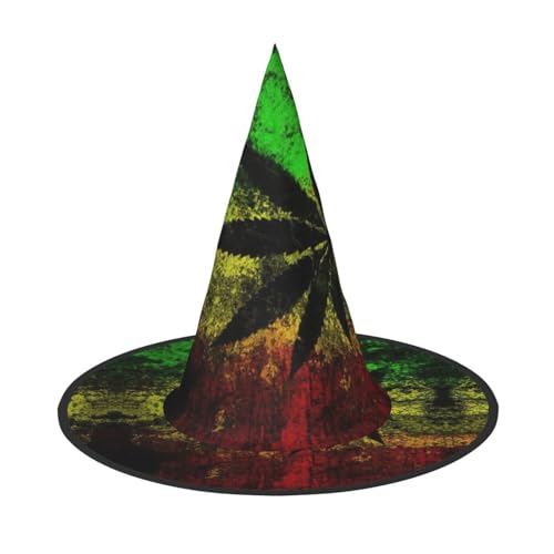 CKGODGF Zauberer mit Jamaika-Flagge, Blätter, Zauberer-Kostüm-Zubehör, Halloween-Vollhut, geeignet für Party-Rollenspiele, 1 Stück von CKGODGF