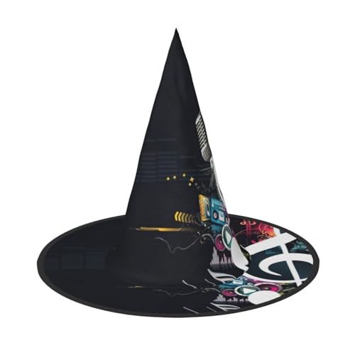 CKGODGF Zauberer mit Musiknoten-Druck, Zauberer-Kostüm-Zubehör, Halloween-Vollhut, geeignet für Party-Rollenspiele, 1 Stück von CKGODGF