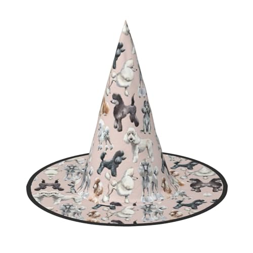 CKGODGF Zauberer mit Oodles Of Pudel-Druck, Zauberer-Kostüm-Zubehör, Halloween-Vollhut, geeignet für Party-Rollenspiele, 1 Stück von CKGODGF