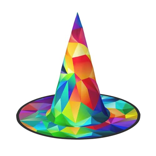 CKGODGF Zauberer mit geometrischem Regenbogen-Druck, Zauberer-Kostüm-Zubehör, Halloween-Vollhut, geeignet für Party-Rollenspiele, 1 Stück von CKGODGF