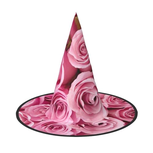 CKGODGF Zauberer mit rosa Rosen, Zauberer-Kostüm-Zubehör, Halloween-Vollhut, geeignet für Party-Rollenspiele, 1 Stück von CKGODGF