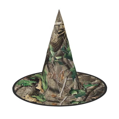 Harthölzer grüner Camouflage-Druck, Zauberer-Kostüm-Zubehör, Halloween-Vollhut, geeignet für Party-Rollenspiele, 1 Stück von CKGODGF