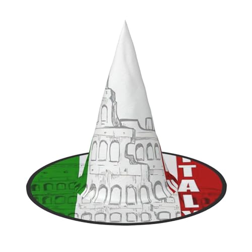 Römisches Kolosseum mit italienischer Flagge, Zauberer-Kostüm-Zubehör, Halloween-Vollhut, geeignet für Party-Rollenspiele, 1 Stück von CKGODGF
