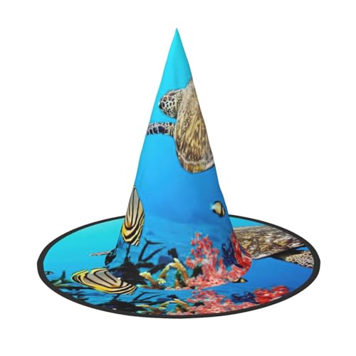 Schildkröte mit bunten Fischen unter dem Meer, Zauberer-Kostüm-Zubehör, Halloween-Vollhut, geeignet für Party-Rollenspiele, 1 Stück Schildkröte mit bunten Fischen unter dem Meer, Zauberer-Kostüm-Zubehör, Halloween-Vollhut, geeignet für Party-Rollenspiele, 1 Stück von CKGODGF