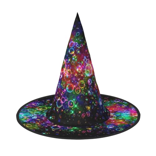 Wunderschöner, farbenfroher Kunstdruck, Zauberer-Kostüm-Zubehör, Halloween-Vollhut, geeignet für Party-Rollenspiele, 1 Stück von CKGODGF