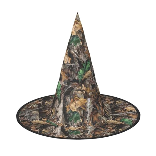 Zauberer mit kaltem Baum mit Camouflage-Druck, Zauberer-Kostüm-Zubehör, Halloween-Vollhut, geeignet für Party-Rollenspiele, 1 Stück von CKGODGF