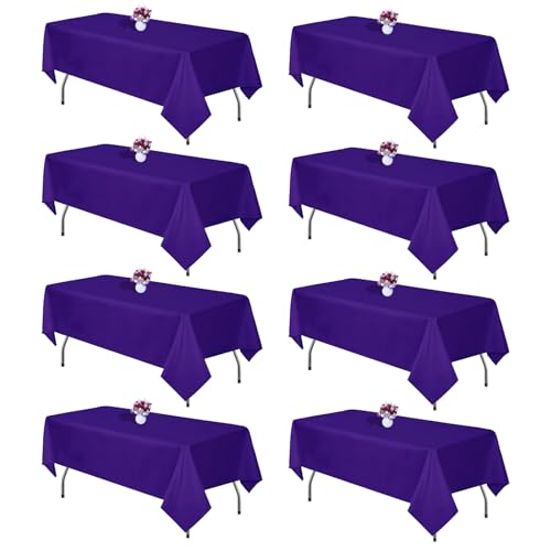Rechteckige Tischdecke, rechteckig, 152,4 x 250,9 cm, für rechteckige Tische, knitterfrei, Polyester, waschbar, Tischdecke für Hochzeit, Party, Dekoration, 8 Stück Rechteckige Tischdecke, rechteckig, 152,4 x 250,9 cm, für rechteckige Tische, knitterfrei, Polyester, waschbar, Tischdecke für Hochzeit, Party, Dekoration, 8 Stück von CKIKU