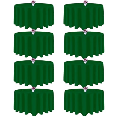 Runde Tischdecke, 228 cm, grün, für runde Tische, waschbare Polyester-Stoff-Tischdecken, knitterfreie Tischdecke, runde Abdeckung für Hochzeit, Party, Bankett, Esszimmer, 8 Stück Runde Tischdecke, 228 cm, grün, für runde Tische, waschbare Polyester-Stoff-Tischdecken, knitterfreie Tischdecke, runde Abdeckung für Hochzeit, Party, Bankett, Esszimmer, 8 Stück von CKIKU