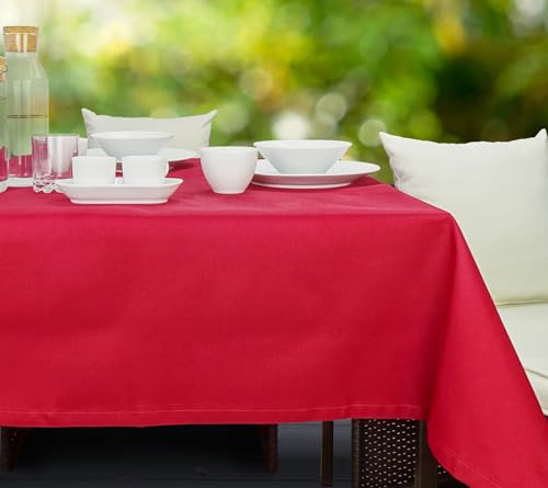 CKM Gartentischdecke aus robustem Polyester-Strukturgewebe Kuvertecken abwischbar (140 x 240cm Rot) von CKM