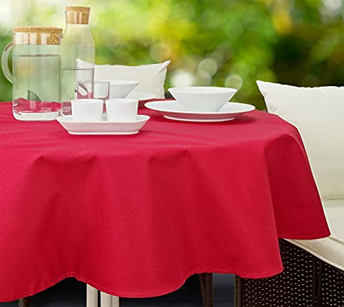 CKM Gartentischdecke aus robustem Polyester-Strukturgewebe Kuvertecken abwischbar (160cm rund Rot) von CKM