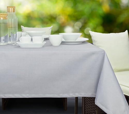 CKM Gartentischdecke aus robustem Polyester-Strukturgewebe abwischbar (140 x 240cm Flanellgrau) von CKM