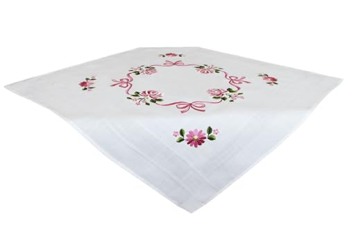 CKM Stickpackung 80 x 80cm Mitteldecke zum Besticken (Blume Schleife) von CKM