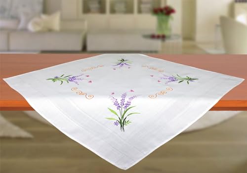 CKM Stickpackung 80 x 80cm Mitteldecke zum Besticken (Lavendel) von CKM