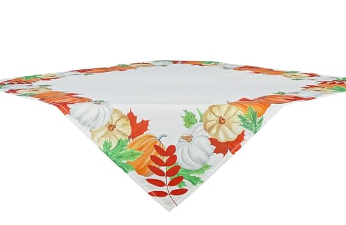 Leinenoptik-Tischdecke mit Herbstmotiv (Kürbis-Mrfrbg, 80 x 80cm) von CKM