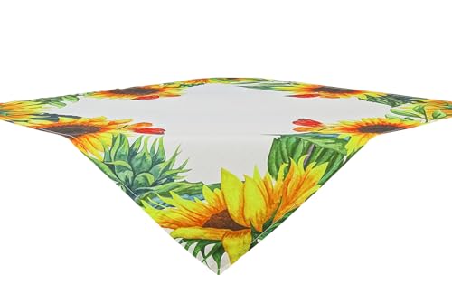 Leinenoptik-Tischdecke mit herbstlichem Motiv (Sonnenblume, 80 x 80cm) von CKM