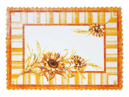 Leinenoptik-Tischdecke mit herbstlichem Motiv 35 x 50cm eckig (Sonnenblume) von CKM