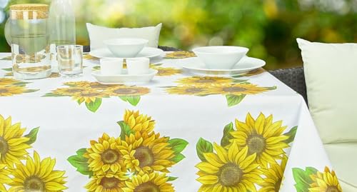 Wachstuch-Tischdecke geprägt Zuschnitt (140 x 220cm Sunflowers) von CKM