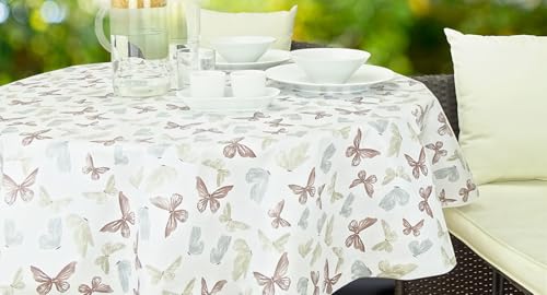 Wachstuch-Tischdecke geprägt Zuschnitt (140cm rund Schmetterling) von CKM