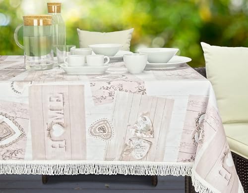 Wetterfeste Tischdecke mit Fransen (Home, 130 x 160cm) von CKM