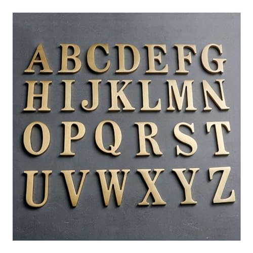 SHU 1 Stück Goldene Messing-Buchstaben, Wanddekoration/Türschilder, 65 Mm Retro-Metall-Hotel-Schlafsaal-Zimmernummern-Türschilder, Selbstklebend (Color : Letter A) von CKSEKD