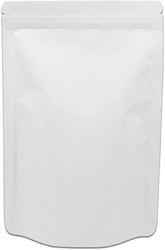 CANLENPK 50 Stück Wiederverschließbare Mylar Beutel,Standboden Beutel,Reißverschluss Folien Tasche,Lebensmittel Aufbewahrung, Matte Aluminiumfolie Hitzeversiegelbare Myla Bag(Weiße,20 x 30 cm) von CL CANLENPK