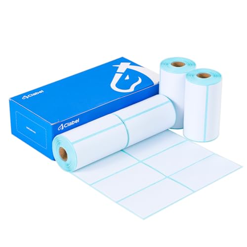 CLABEL 4 Rollen Weiß 70x40mm Etikettenband für 320B Etikettendrucker Selbstklebend Thermo Etiketten für Etikettiergerät Ersatz für Zuhause Barcode, 200Etiketten/Rolle (2,76"x1,57") von CLABEL