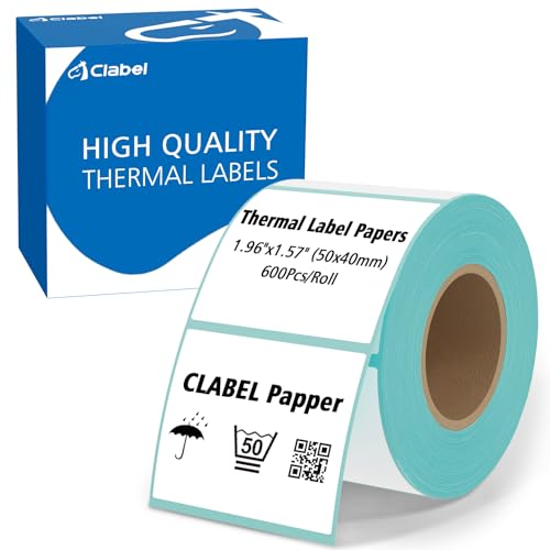 CLABEL 600 Stück 50x40mm Thermo Weiße Etiketten Selbstklebend CLABEL 600 Stück 50x40mm Thermo Weiße Etiketten Selbstklebend von CLABEL
