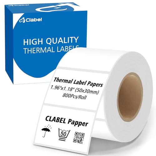 CLABEL 700 Stück 50x30mm Thermo Weiße Etiketten Selbstklebend, Direkte Thermo-Etikettenaufkleber Kompatibel mit Desktop-Etikettendrucker zum Beschriften Aufkleber für Haus Barcode Geschäft Schule Büro CLABEL 700 Stück 50x30mm Thermo Weiße Etiketten Selbstklebend, Direkte Thermo-Etikettenaufkleber Kompatibel mit Desktop-Etikettendrucker zum Beschriften Aufkleber für Haus Barcode Geschäft Schule Büro von CLABEL