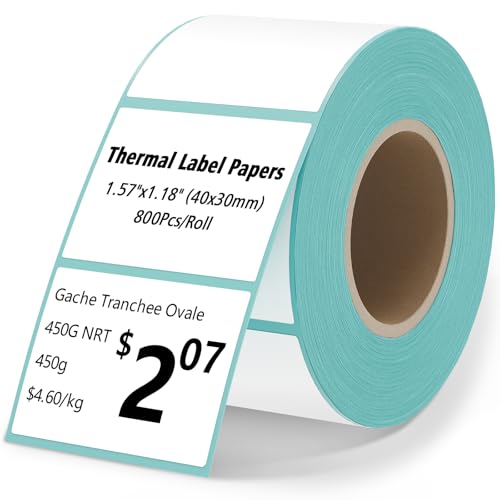 CLABEL 800 Stück 40x30mm Thermo Weiße Etiketten Selbstklebend, Direkte Thermo-Etikettenaufkleber Kompatibel mit Desktop-Etikettendrucker zum Beschriften Aufkleber für Haus Barcode Geschäft Schule Büro CLABEL 800 Stück 40x30mm Thermo Weiße Etiketten Selbstklebend, Direkte Thermo-Etikettenaufkleber Kompatibel mit Desktop-Etikettendrucker zum Beschriften Aufkleber für Haus Barcode Geschäft Schule Büro von CLABEL
