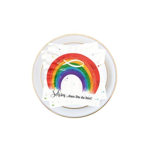 20 Servietten Konfirmation, Schön dass du da bist mit Fische und Regenbogen, Servietten Taufe, Konfirmation, Junge, Mädchen, Kinderparty, Tischdeko, Decoupage, 33x33 cm von CLAIREAN