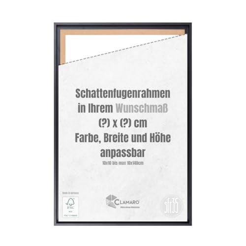 CLAMARO 'SFR35' Schattenfugenrahmen anpassbar in Ihrem Wunschmaß für Keilrahmen ab 10x10 cm bis 100x140 cm | MDF-Holz Bilderrahmen für Keilrahmen Leinwände inkl. Aufhänger und Montagematerial CLAMARO 'SFR35' Schattenfugenrahmen anpassbar in Ihrem Wunschmaß für Keilrahmen ab 10x10 cm bis 100x140 cm | MDF-Holz Bilderrahmen für Keilrahmen Leinwände inkl. Aufhänger und Montagematerial von CLAMARO