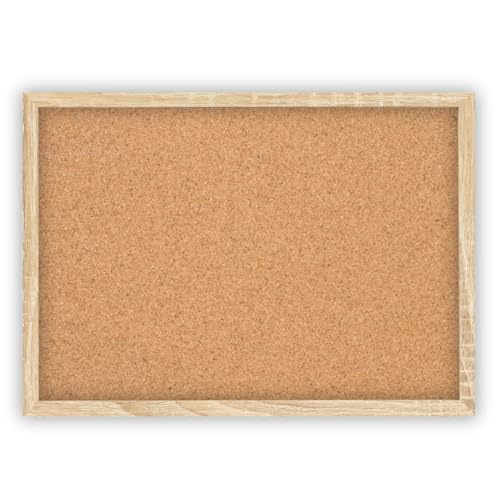 Clamaro 'Memo' Pinnwand Kork 120 x 90 mit Rahmen | Eiche Sonoma | Korkwand mit MDF-Holz Bilderrahmen und Metall Aufhängern (Qerformat & Hochformat) | Inkl. 10 Reißzwecken von CLAMARO
