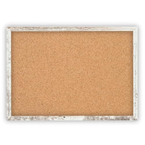 Clamaro 'Memo' Pinnwand Kork 120 x 90 mit Rahmen | Vintage Weiß | Korkwand mit MDF-Holz Bilderrahmen und Metall Aufhängern (Qerformat & Hochformat) | Inkl. 10 Reißzwecken von CLAMARO