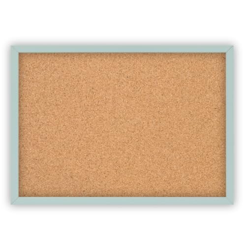 Clamaro 'Memo' Pinnwand Kork 30 x 20 mit Rahmen | Graublau Pastell | Korkwand mit MDF-Holz Bilderrahmen und Metall Aufhängern (Qerformat & Hochformat) | Inkl. 10 Reißzwecken von CLAMARO