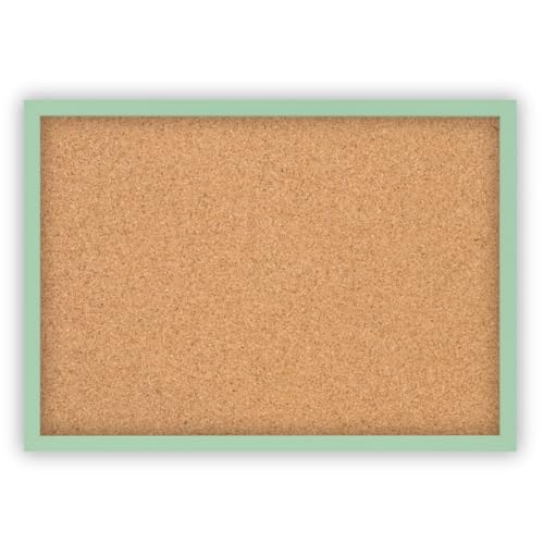 Clamaro 'Memo' Pinnwand Kork 30 x 20 mit Rahmen | Salbei Pastell | Korkwand mit MDF-Holz Bilderrahmen und Metall Aufhängern (Qerformat & Hochformat) | Inkl. 10 Reißzwecken von CLAMARO