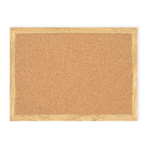 Clamaro 'Memo' Pinnwand Kork 40 x 30 mit Rahmen | Eiche Natur | Korkwand mit MDF-Holz Bilderrahmen und Metall Aufhängern (Qerformat & Hochformat) | Inkl. 10 Reißzwecken von CLAMARO