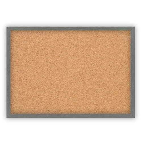 Clamaro 'Memo' Pinnwand Kork 40 x 30 mit Rahmen | Stahlgrau | Korkwand mit MDF-Holz Bilderrahmen und Metall Aufhängern (Qerformat & Hochformat) | Inkl. 10 Reißzwecken von CLAMARO