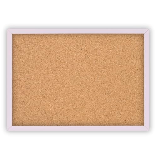 Clamaro 'Memo' Pinnwand Kork 80 x 40 mit Rahmen | Flieder Pastell | Korkwand mit MDF-Holz Bilderrahmen und Metall Aufhängern (Qerformat & Hochformat) | Inkl. 10 Reißzwecken von CLAMARO
