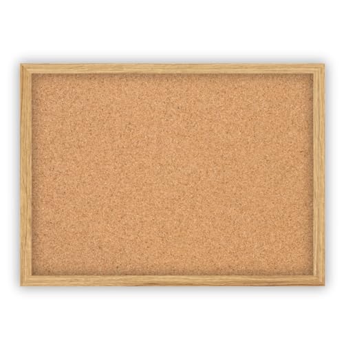 Clamaro 'Memo' Pinnwand Kork 90 x 60 mit Rahmen | Eiche Catania | Korkwand mit MDF-Holz Bilderrahmen und Metall Aufhängern (Qerformat & Hochformat) | Inkl. 10 Reißzwecken von CLAMARO