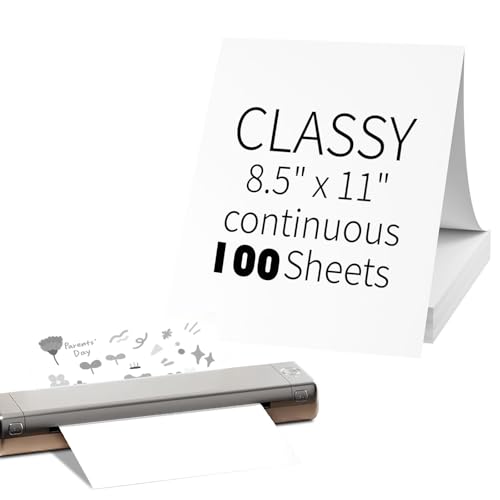 Thermodruckerpapier, 21,6 x 27,9 cm, 100 Blatt, faltbares Thermopapier, hält 3 Jahre, US-Buchstabengröße, kompatibel mit M08F/A40 Thermodruckern, kontinuierliches Falten (100 Blatt) von CLASSY