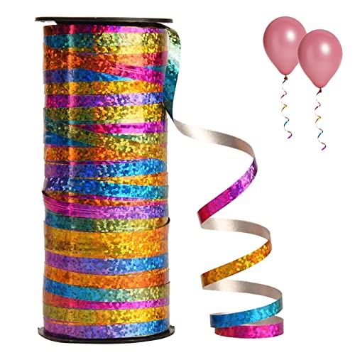 100 Yards Rainbow Curling Ribbon Balloon Ribbon Gift Wrapping Balloon String, Curling Ribbon Shiny Glitter Balloon String Roll Gift Wrapping Ribbon Gift Wrapping Ribbon for Party Decoration(Rainbow) von CLDURHGE