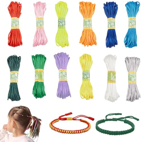Farben Nylonschnur für Armbänder, Nylonschnur 2mm Set – 12 Farben – 120m – 10m pro Farbe – für DIY-Armband Schmuck Machen, Handwerk, Knoten Faden Farben Nylonschnur für Armbänder, Nylonschnur 2mm Set – 12 Farben – 120m – 10m pro Farbe – für DIY-Armband Schmuck Machen, Handwerk, Knoten Faden von CLDURHGE
